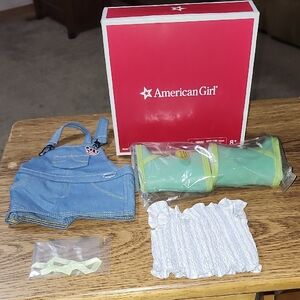 American Girl Blair Gardening Outfit for 18" dolls overalls top boots choker NEW